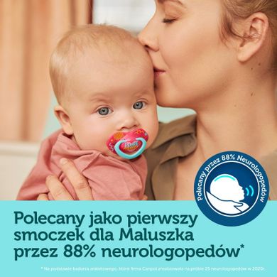 Canpol babies, Neon Love, suzeta din silicon, simetrica, 6-18m, 2 buc., roz