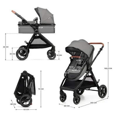 Kinderkraft, Esme, carucior multifunctional 3in1, Moonlight Grey