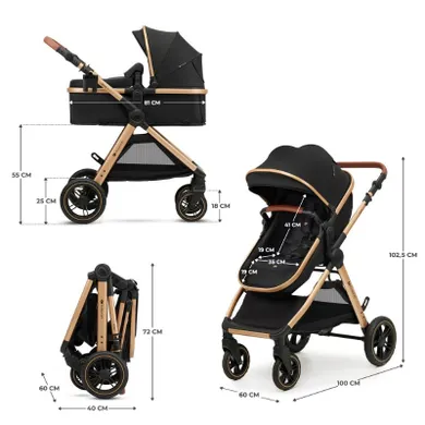 Kinderkraft, Esme, carucior multifunctional 3in1, Pure Black