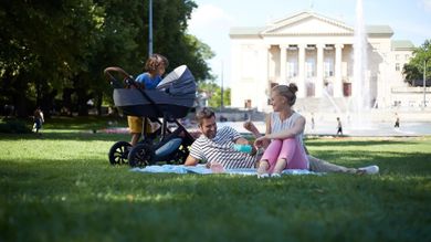 Kinderkraft, Prime, carucior multifunctional 2in1, negru + geanta Mommy Bag