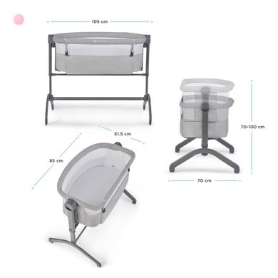 Kinderkraft, Bea, patut atasabil (co-sleeper) 2in1, gri