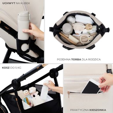 Kinderkraft, Nea 2, carucior multifunctional 2w1, Soft Beige