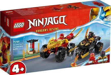 LEGO NINJAGO, Infruntarea dintre Kai in masina si Ras pe motocicleta, 71789