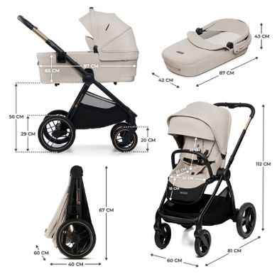 Kinderkraft, Nea 2, carucior multifunctional 2w1, Soft Beige