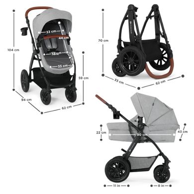 Kinderkraft, Xmoov, Mink, carucior multifunctional pentru copii, 3in1, Dark Grey