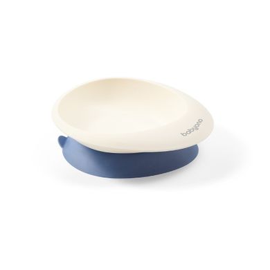 BabyOno, castron cu ventuza si lingura, alb-bleumarin
