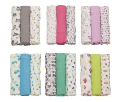 BabyOno, scutece din muselina, albastru, 3 buc.