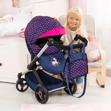 Bayer Design, Xeo, carucior multifunctional pentru papusi, bleumarin-roz