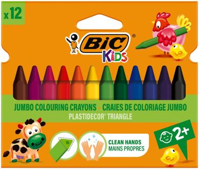 Bic, Kids, Plastidecor Triangle, creioane cerate, 12 culoare