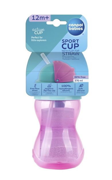 Canpol babies, canita sport cu pai flip-flap, roz, 370 ml