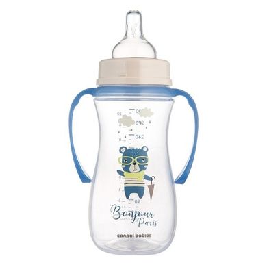 Canpol babies, EasyStart, Bonjour Paris, biberon anticolici cu manere, albastru, 300 ml