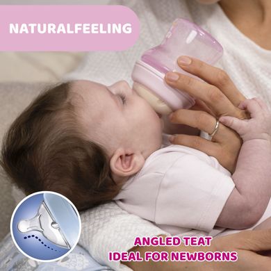 Chicco, NaturalFeeling, sticla din plastic, debit lent, albastru, 0 luni+, 150 ml