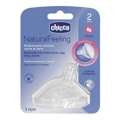 Chicco, NaturalFeeling, tetina pentru biberon, debit medium, 2 luni+, 1 buc.