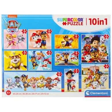 Clementoni, Super Color, Paw Patrol, puzzle 10in1, 330 piese