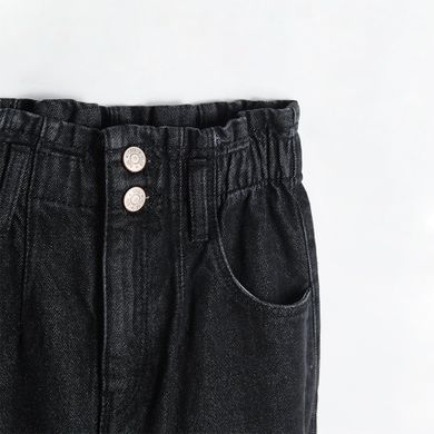 Cool Club, Blugi tip paper bag pentru fete, denim, negri