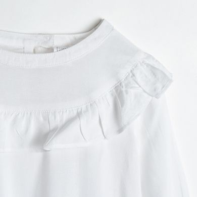 Cool Club, Bluza alba cu maneca lunga pentru fete, cu volanase