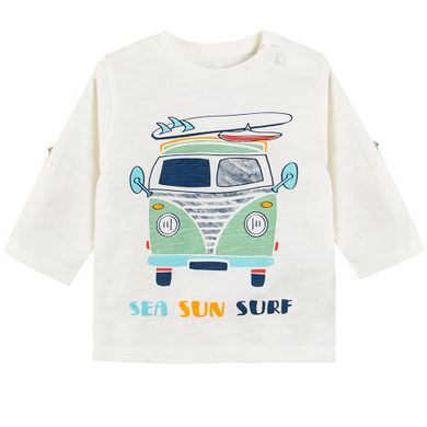 Cool Club, Bluza cu maneca lunga pentru baieti, ecru, imprimeu rulota