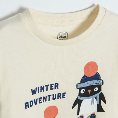 Cool Club, Bluza cu maneca lunga pentru baieti, ecru, imprimeu Winter adventure