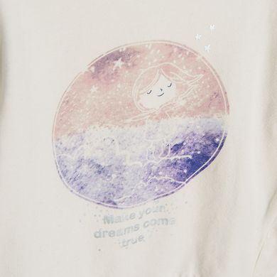 Cool Club, Bluza cu maneca lunga pentru fete, ecru, imprimeu Make your dreams come true
