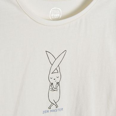 Cool Club, Bluza cu maneca lunga pentru fete, ecru, imprimeu Zen master