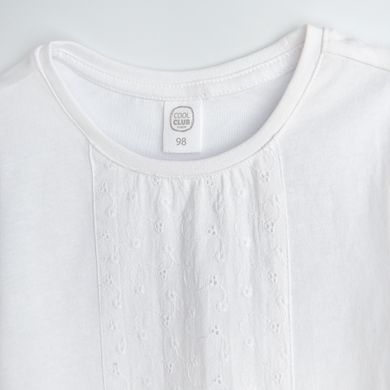 Cool Club, Bluza cu maneca scurta pentru fete, alb, imprimeu flori