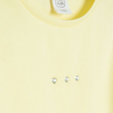 Cool Club, Bluza cu maneca scurta pentru fete, din tricot striat, galben