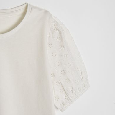 Cool Club, Bluza cu maneca scurta pentru fete, ecru, broderie englezeasca