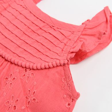 Cool Club, Bluza fara maneci pentru fete, culoare coral, broderie englezeasca