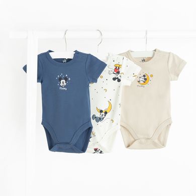 Cool Club, Body cu maneca scurta pentru baieti, mix, set, 3 buc., imprimeu Mickey Mouse
