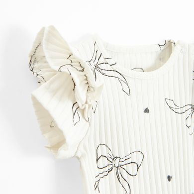 Cool Club, Body cu maneca scurta pentru fete, din tricot striat, alb