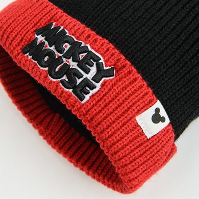 Cool Club, Caciula cu pompon pentru baieti, negru, imprimeu Mickey Mouse