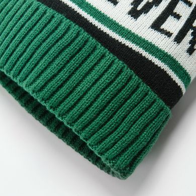 Cool Club, Caciula cu pompon pentru baieti, negru-verde, imprimeu Whatever
