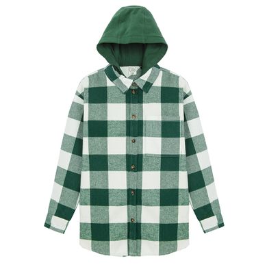 Cool Club, Camasa cu maneca lunga pentru baieti, cu gluga, alb-verde