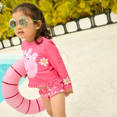 Cool Club, Costum de baie din doua piese pentru fete, UV 50, roz, imprimeu Peppa Pig