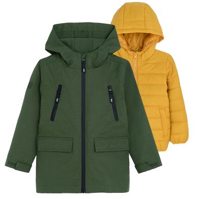 Cool Club, Geaca cu gluga pentru baieti, 3in1, verde-mustar