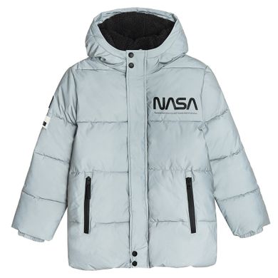 Cool Club, Geaca cu gluga pentru baieti, calduroasa, argintiu, imprimeu NASA