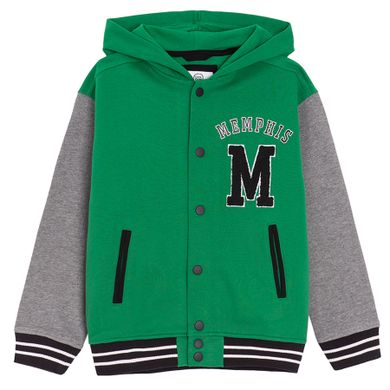 Cool Club, Hanorac cu gluga pentru baieti, cu capse, verde-gri