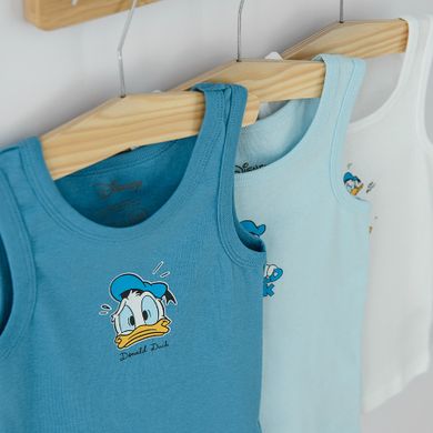 Cool Club, Maiou fara maneci pentru baieti, albastru, alb, imprimeu Donald Duck, set 3 buc.