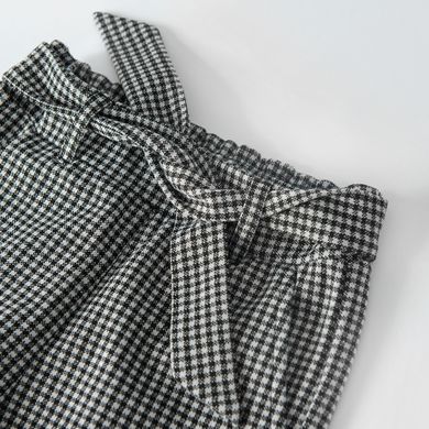 Cool Club, Pantaloni din material textil pentru fete, alb-negru, in carouri