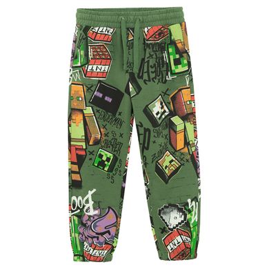 Cool Club, Pantaloni trening pentru baieti, kaki, imprimeu Minecraft