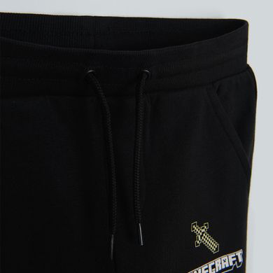 Cool Club, Pantaloni trening pentru baieti, negru, imprimeu Minecraft
