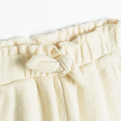 Cool Club, Pantaloni trening pentru fete, ecru, cu funda