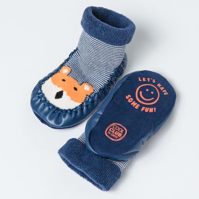 Cool Club, Papuci de casa tip soseta pentru baieti, bleumarin, model catelusi