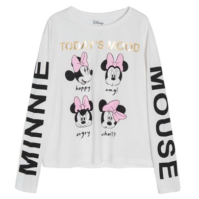 Cool Club, Pijama pentru fete, alb-negru, imprimeu Minnie Mouse