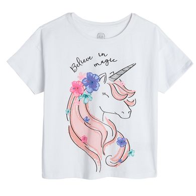 Cool Club, Pijama pentru fete, alb-roz, imprimeu unicorn, Believe in magic
