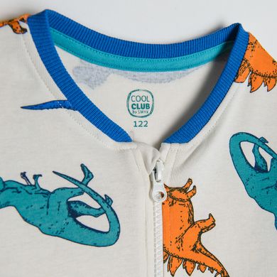 Cool Club, Pijama-salopeta pentru baieti, alb, imprimeu dinozauri