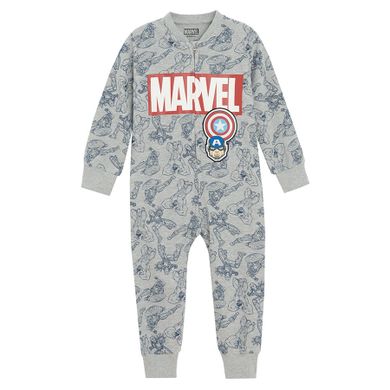Cool Club, Pijama-salopeta pentru baieti, gri, imprimeu Marvel Super Heroes