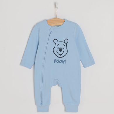 Cool Club, Pijama tip salopeta pentru baieti, albastru, imprimeu Winnie the Pooh, set, 2 buc.