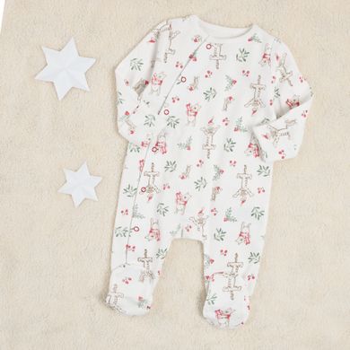 Cool Club, Pijama tip salopeta pentru baieti, gri, ecru, imprimeu Winnie the Pooh, set 2 buc.