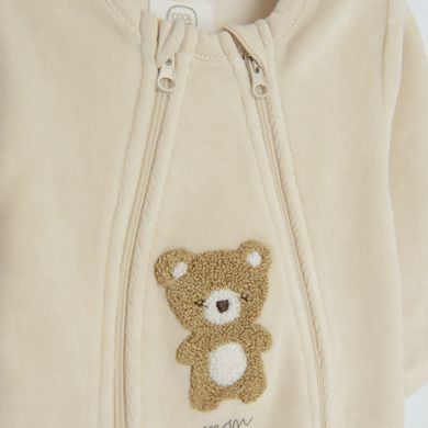 Cool Club, Pijama tip salopeta pentru bebelusi, bumbac organic, bej